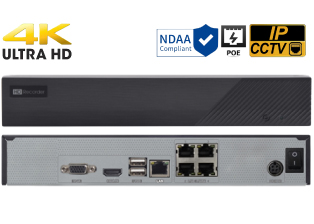 4 Port 4K 5MP HD NVR built in PoE with Support for POS and VCA