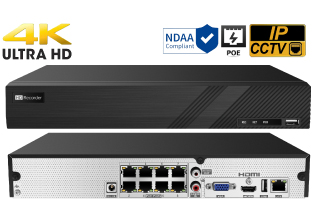 8 Port 4K 8MP Network Video Recorder built in PoE with Support for POS and VCA