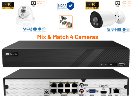 8 Port 4K 8MP NVR and Camera kit with Support for POS and VCA